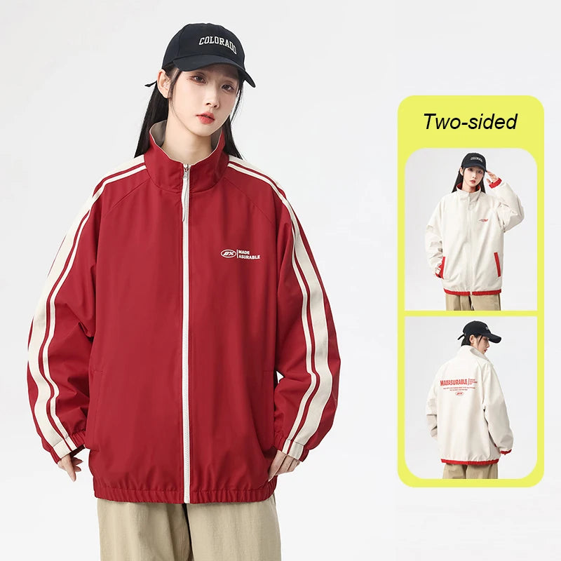 Reversible Outdoor Jacket Men & Women Windproof Splashproof Double-Sided Long Sleeve Coat