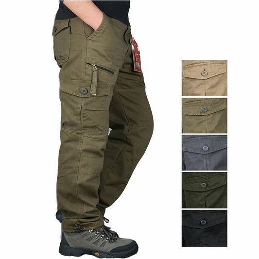 2025 New Autumn Cargo Pants Men | Fashion Military Outdoors Work Trousers | Long Warm Tactical Cotton Khaki Cargo Pants