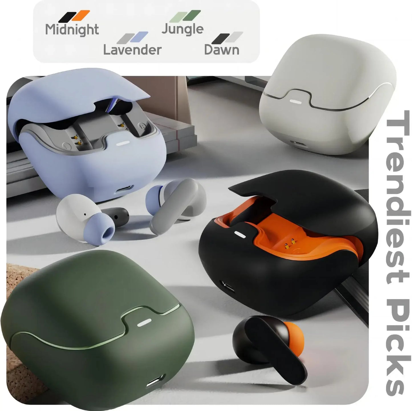 سماعات أذن لاسلكية بتقنية بلوتوث TWS مقاس 5.4 بوصة | سماعات أذن لاسلكية فائقة الهدوء مع ميكروفون مزدوج وتقنية إلغاء الضوضاء ENC للرياضة