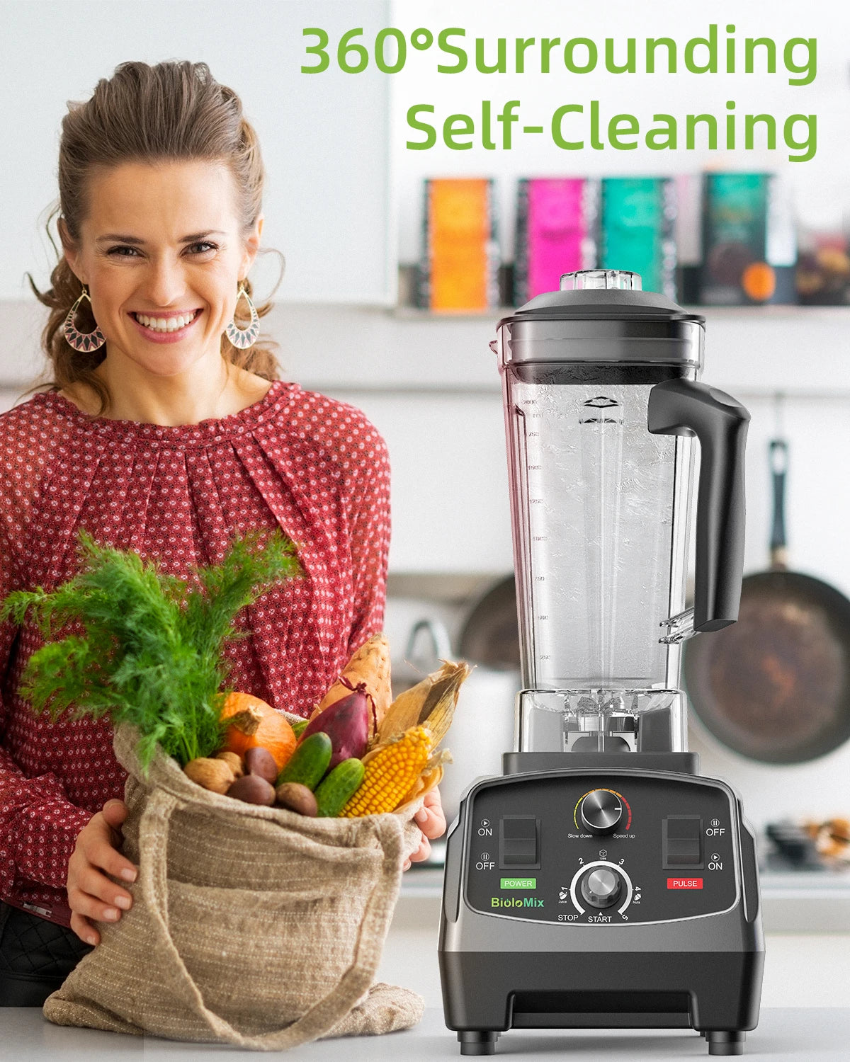 BioloMix 2200W Heavy Duty Blender 3HP Mixer Juicer Food Processor 2L BPA Free