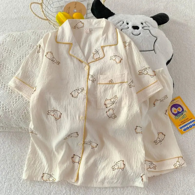 Polka Dot Women's Pajama Set | Cotton Sleepwear Top & Shorts | Casual Comfortable 2-Piece Home Outfit