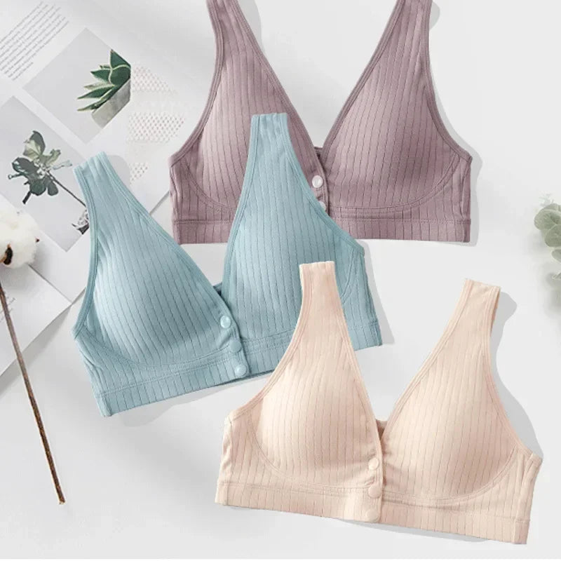 Pure Cotton Nursing Bra Women's Maternity Breastfeeding Underwear Plus Size Pregnancy Bralette