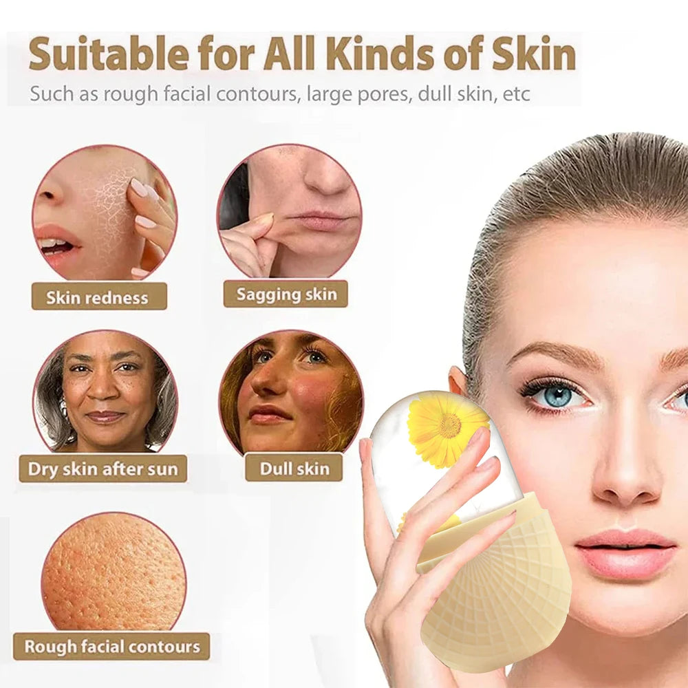 بكرة ثلج للوجه والعينين - قالب ثلج سيليكون، أداة تبريد وشد للعناية ببشرة الوجه قابلة لإعادة الاستخدام