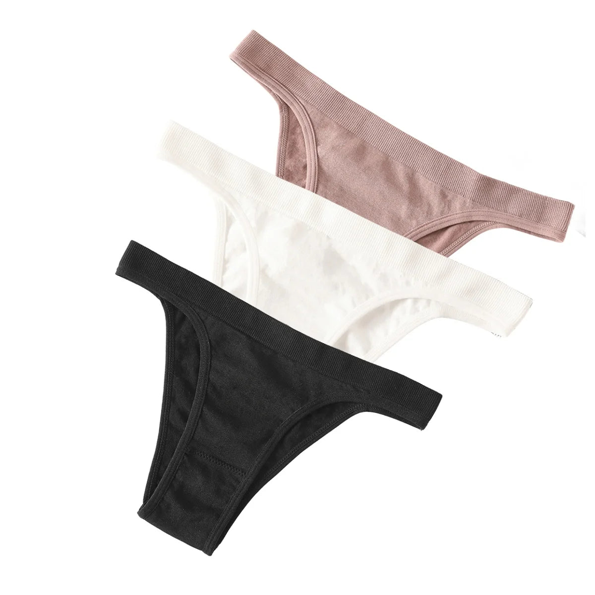 3PCS Set Women's High Rise Brazilian Panties Stretch Seamless Soft Sexy Lingerie