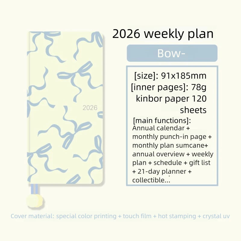 Kinbor 2026 Pocket Weekly Planner – Pocket Size Schedule Notebook Week Plan Notepad for Daily Writing