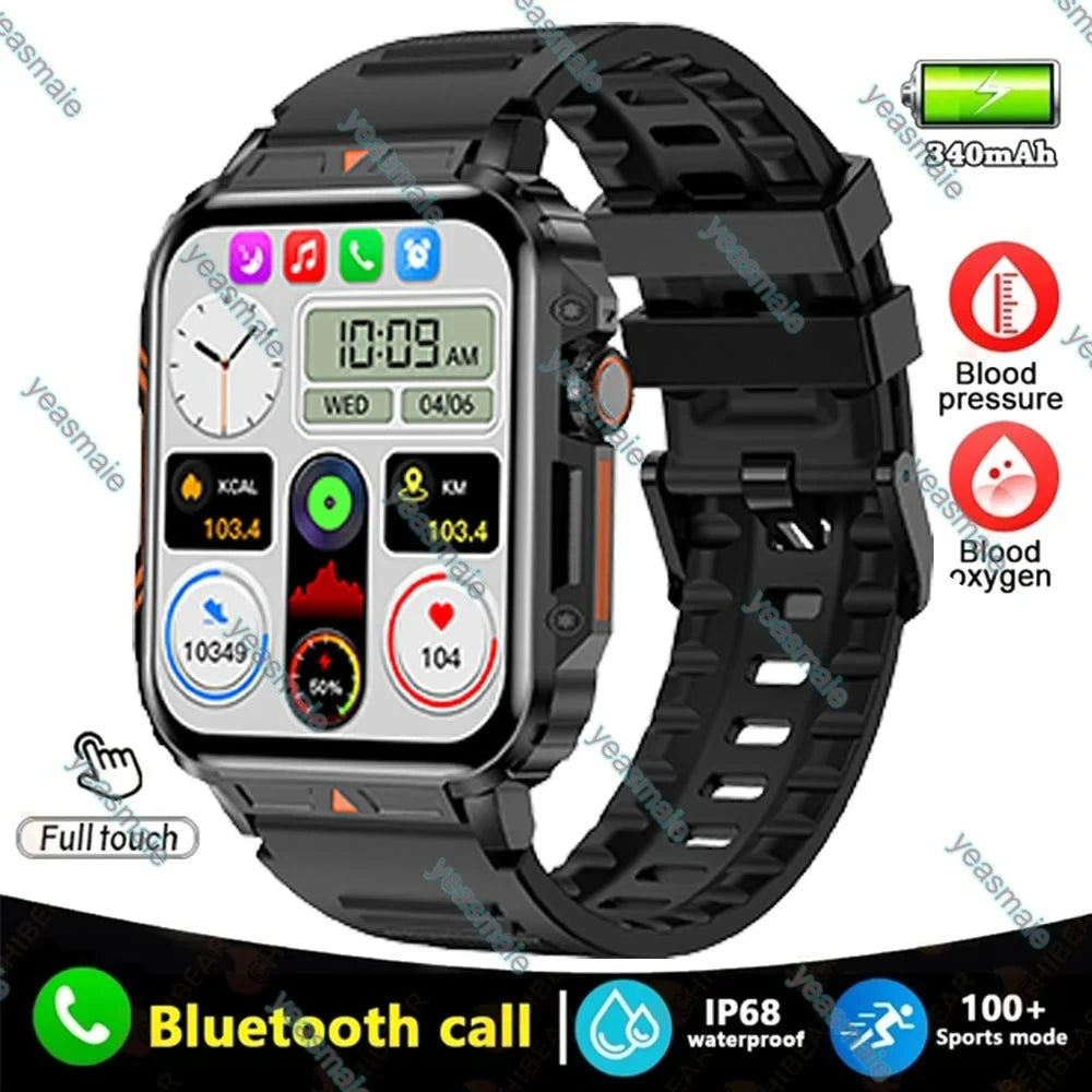 Military Outdoor Sports Smart Watch for Men – Heart Rate Health Monitor, Bluetooth Call, GPS Track, Waterproof for Android & iOS