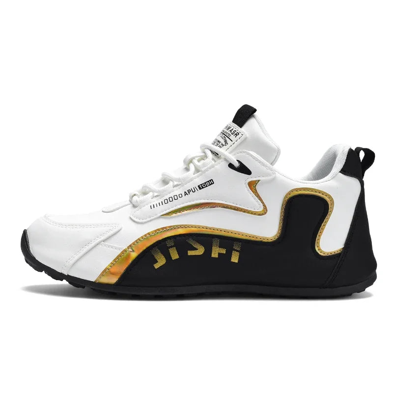 حذاء رياضي رجالي مقاوم للماء مصنوع من جلد البولي يوريثان - حذاء رياضي كاجوال خفيف الوزن قابل للتنفس مع نعل مانع للانزلاق