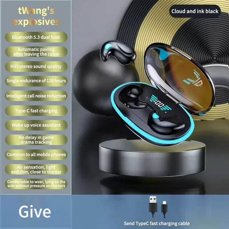 سماعات أذن لاسلكية للنوم بتقنية TWS وبلوتوث 5.3 | سماعات أذن رياضية مضادة للماء IPX5 مع خاصية تقليل الضوضاء