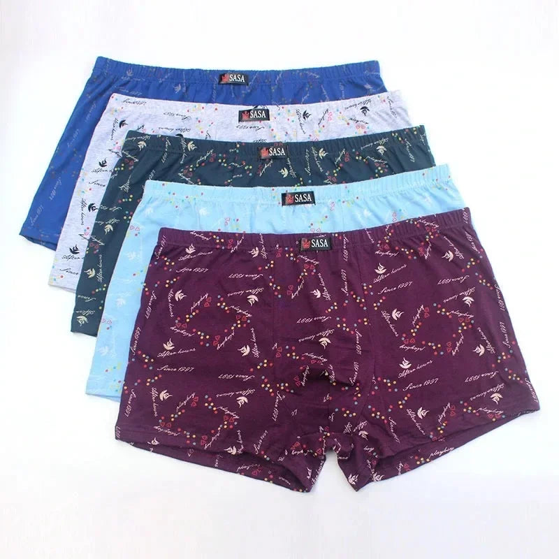 6 PCS Men's Cotton Boxer Shorts | Plus Size Loose Breathable Mid-Waist Underwear | Printed Comfortable Shorts
