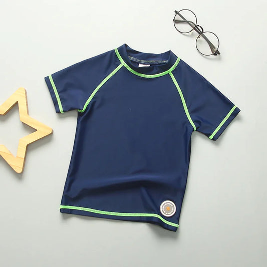 Kids UV Rashguard Swim T-Shirt Boys Girls Short Sleeve Bathing Suit 3-11 Years