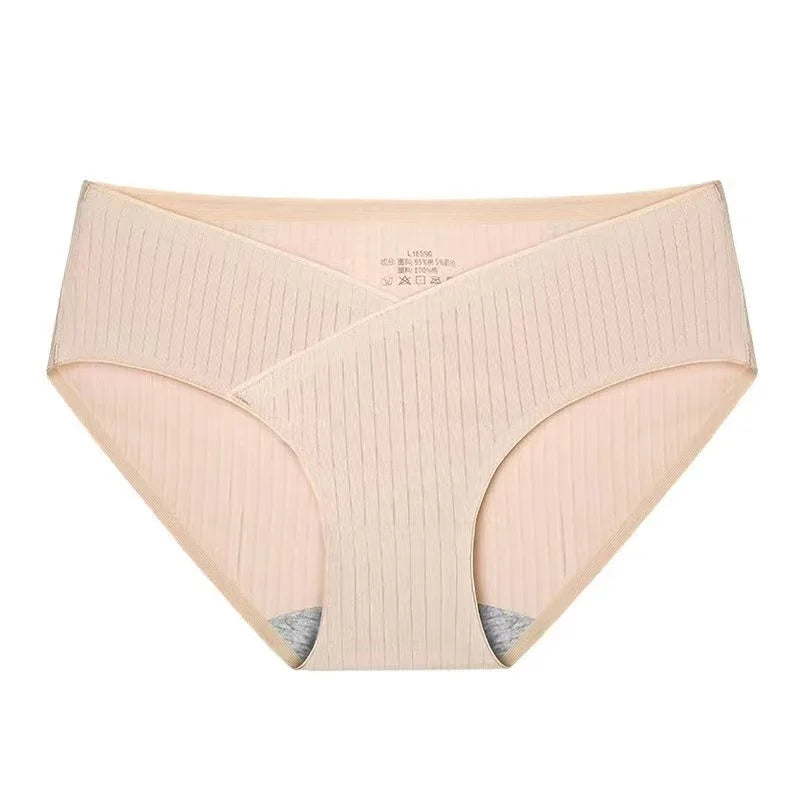 Stripe Jacquard Cotton Low Waist Maternity Panties Seamless Pregnancy Underwear Plus Size