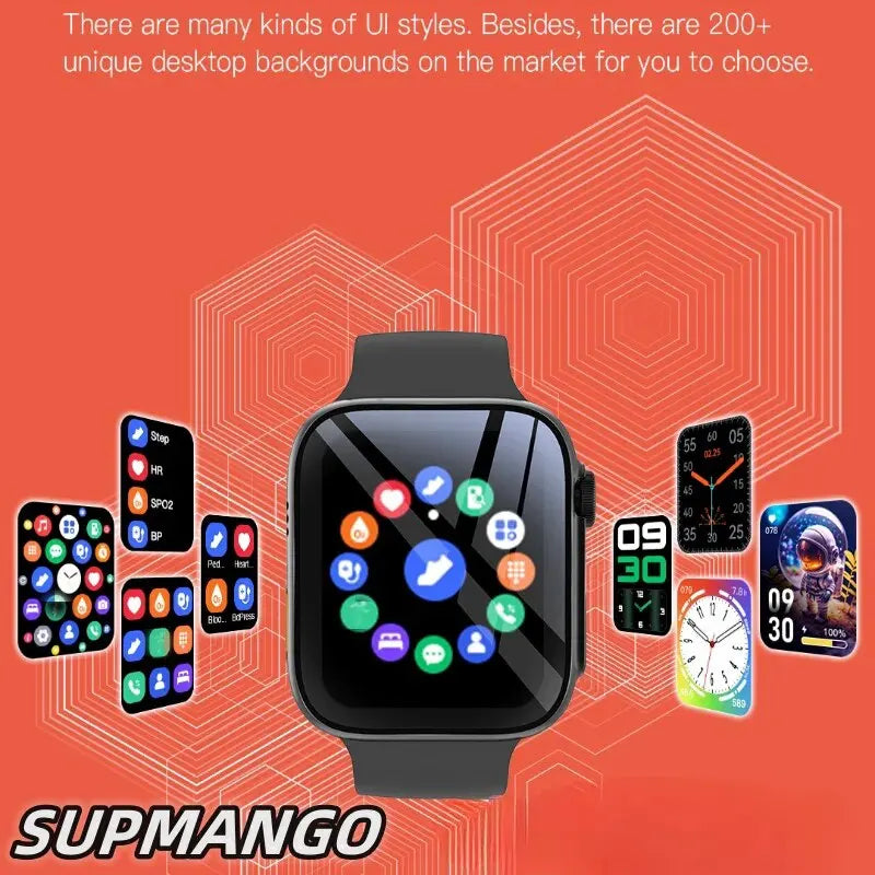 ساعة رياضية ذكية T88K - شاشة LCD مقاس 1.68 بوصة، مقاومة للماء للرجال والنساء