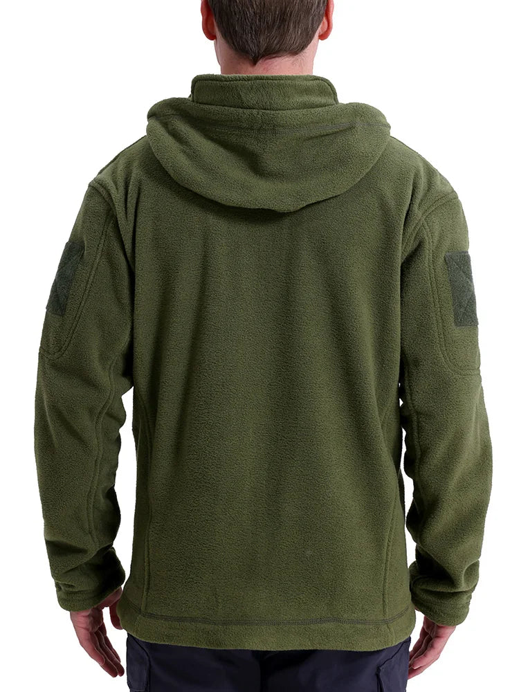 Men’s Tactical Fleece Jacket – Winter Warm Full-Zip Military Hoodie with Multi-Pockets for Hiking & Hunting