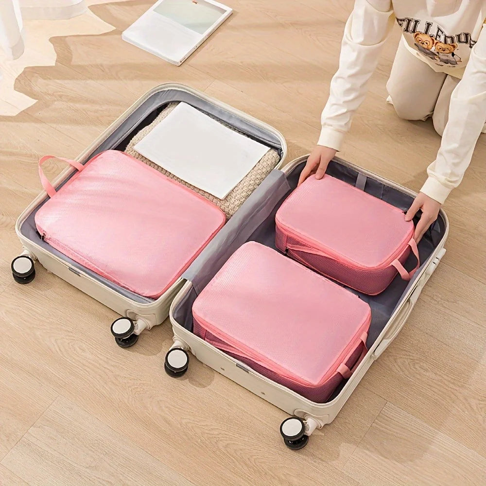 3Pcs Lightweight Compression Packing Cubes | Expandable Travel Organizer with Clear Toiletry Bag