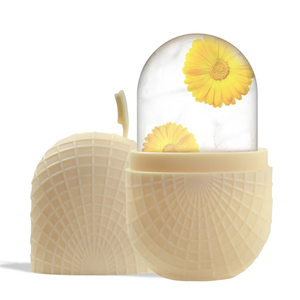 بكرة ثلج للوجه والعينين - قالب ثلج سيليكون، أداة تبريد وشد للعناية ببشرة الوجه قابلة لإعادة الاستخدام