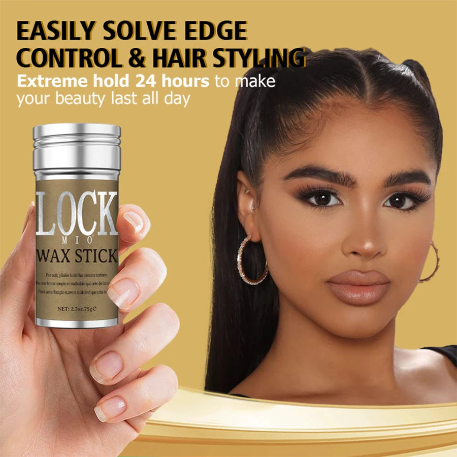 عصا شمع الشعر LOCKMIO - تحكم طويل الأمد في الشعر المتطاير وحوافه للنساء والأطفال | يُروّض الشعر المجعد ويُنعّم الشعر الطبيعي والشعر المستعار