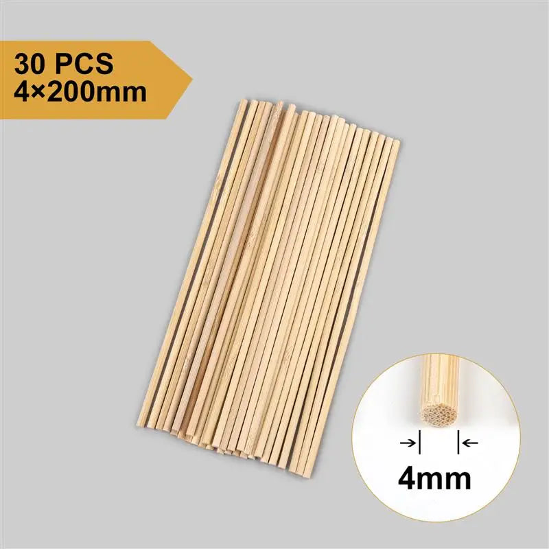 3–8mm Round Natural Wooden Bamboo Sticks – DIY Craft Material for Handmade Projects & Woodworking Supplies
