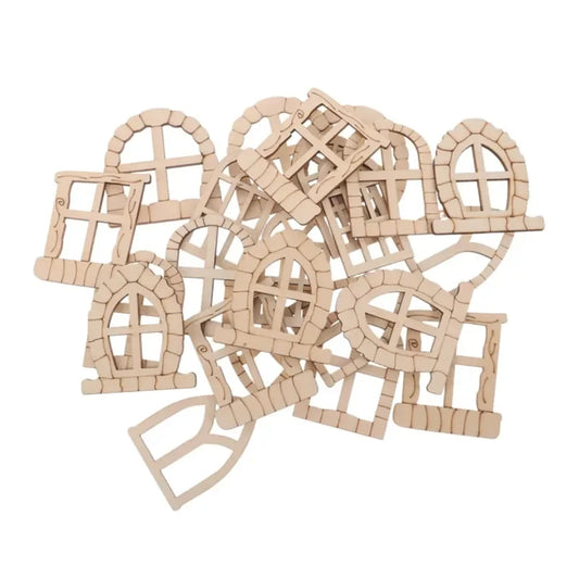 25pcs Miniature Window & Door Accessories – DIY Wooden House Decor, Mini Furniture & Figurine Props