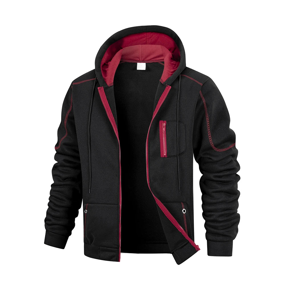 Men’s Solid Color Zipper Hoodie – Slim Fit Casual Sports Cardigan Sweatshirt Jacket