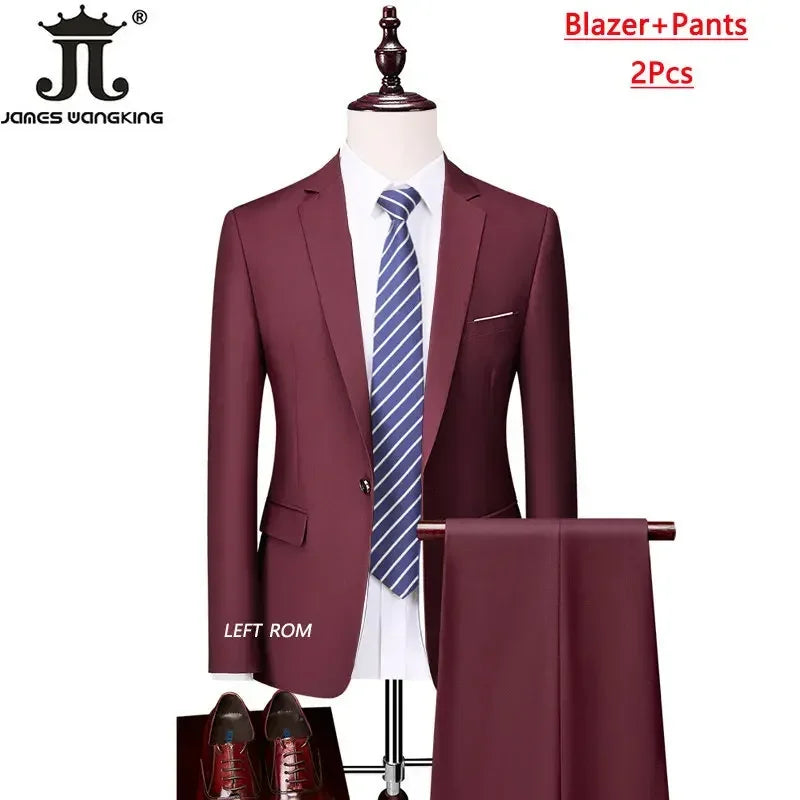 M-6XL 15 Colors Men's 3-Piece Formal Suit – Jacket, Vest & Pants for Business, Groom & Wedding