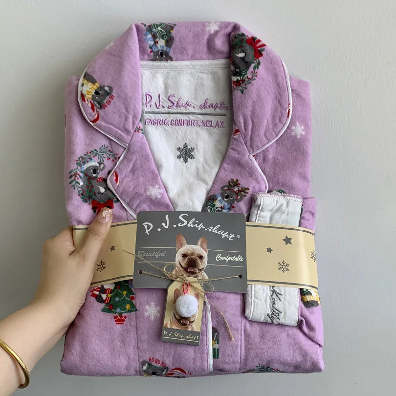 New Women's Loungewear Set | 100% Cotton Loose Cartoon 2-Piece Pajamas | Casual Sleepwear Outfit