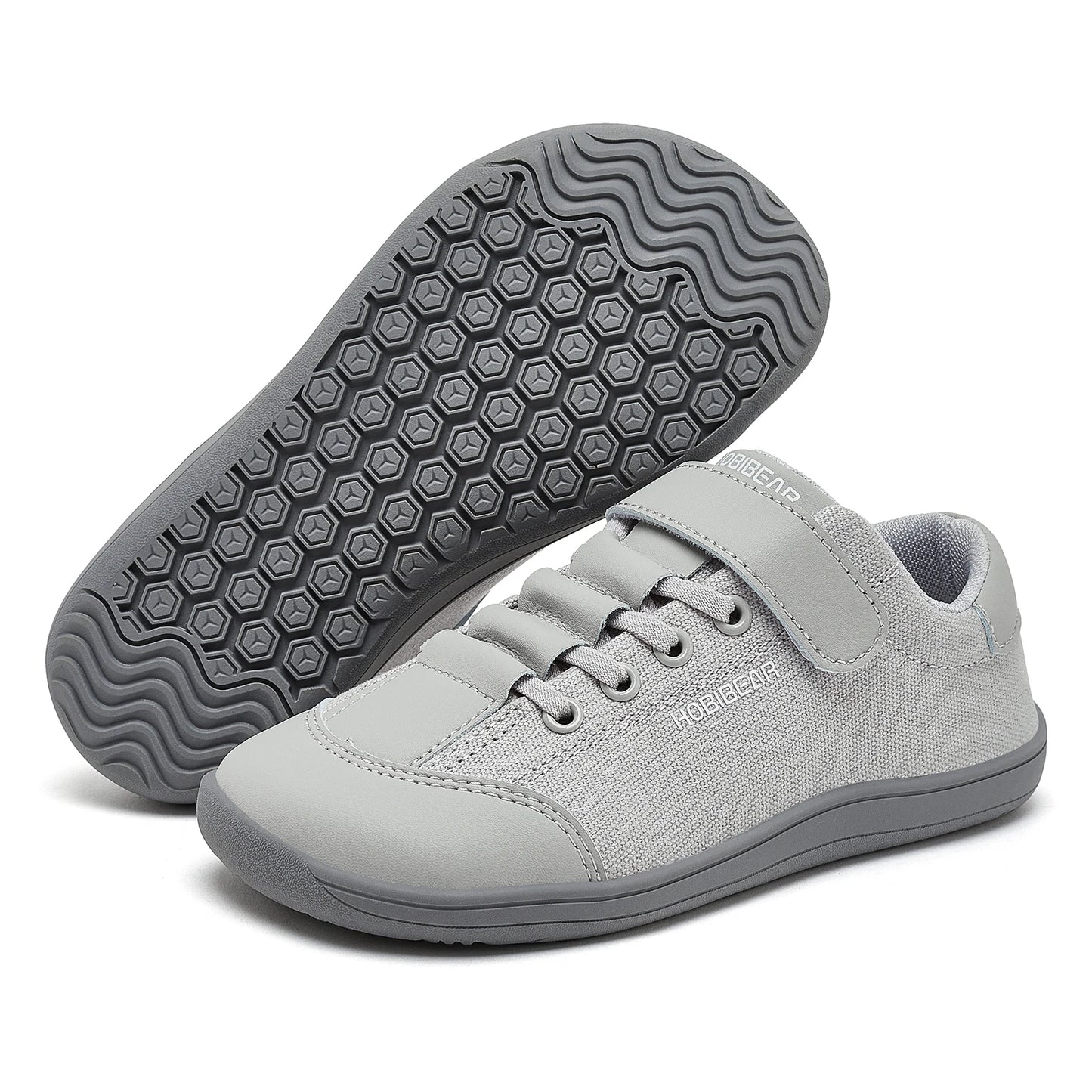 HOBIBEAR Kids Barefoot Shoes | Wide Toe Minimalist Leather Sneakers for Boys & Girls
