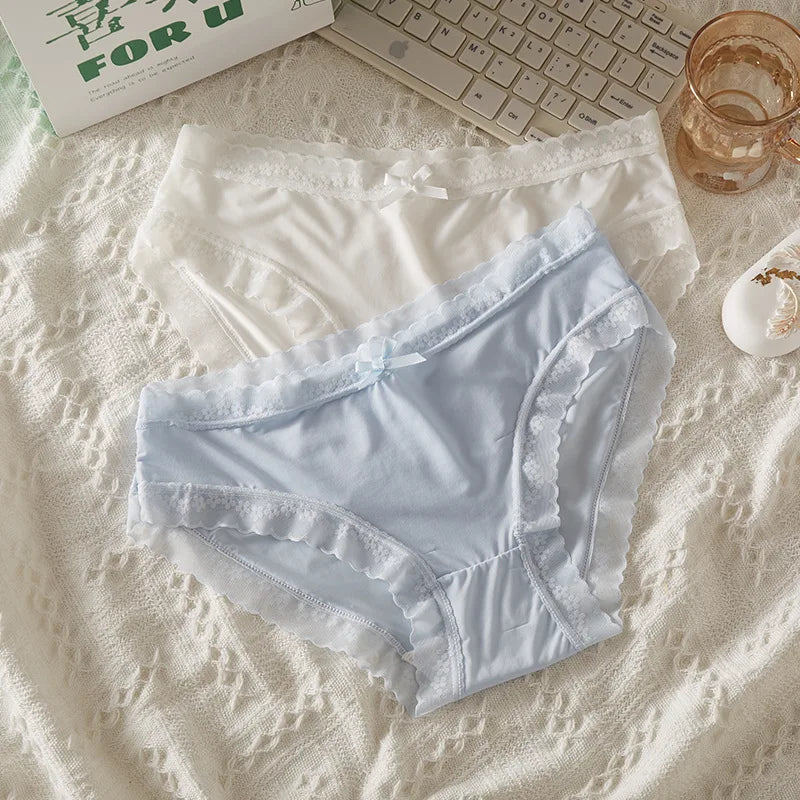 3Pcs Women Low Waist Panties Panties Sexy Lingerie Lace Quick Drying Briefs Female Seamless Underwear Solid Color Underpants