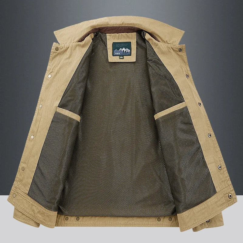 Men’s Spring Autumn Cotton Windbreaker – Military Bomber Tactical Cargo Jacket