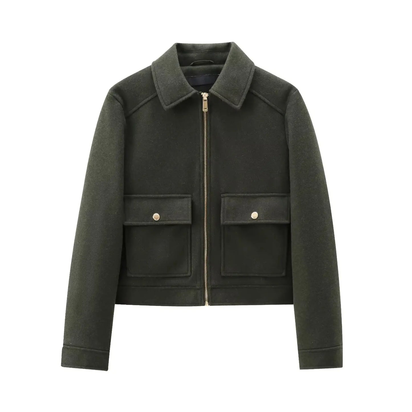 Women's Zipper Jacket Coat New Winter Long Sleeve Pocket Short Street Elegant Outerwear