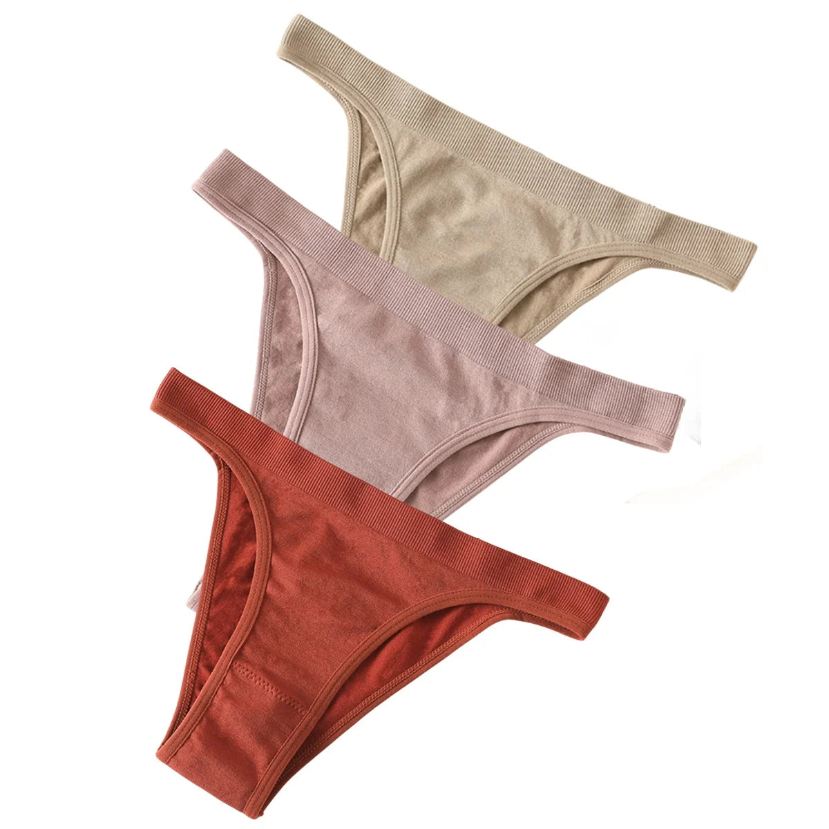 3PCS Set Women's High Rise Brazilian Panties Stretch Seamless Soft Sexy Lingerie