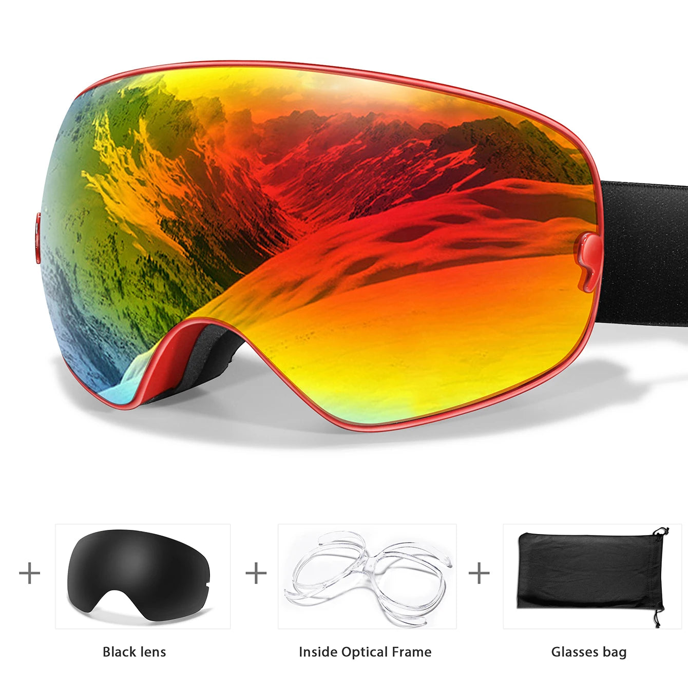 Men & Women Ski Goggles – Anti-Fog Snowboarding/Snowmobile Glasses with UV400 Changeable Lens, Outdoor Sports & Cycling