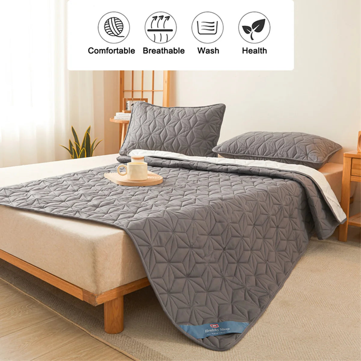 Waterproof Quilted Mattress Topper with Elastic Band – Winter Bed Protector for Single & Double Beds