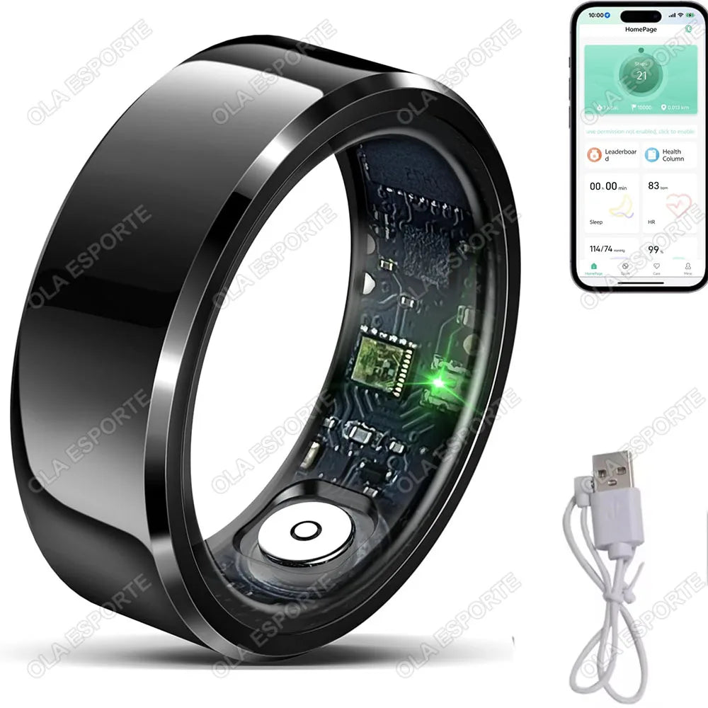 2025 Smart Ring – Blood Pressure, Heart Rate & Sleep Monitoring, IP68 & 5ATM Waterproof, Multi-Sport Mode for Men & Women