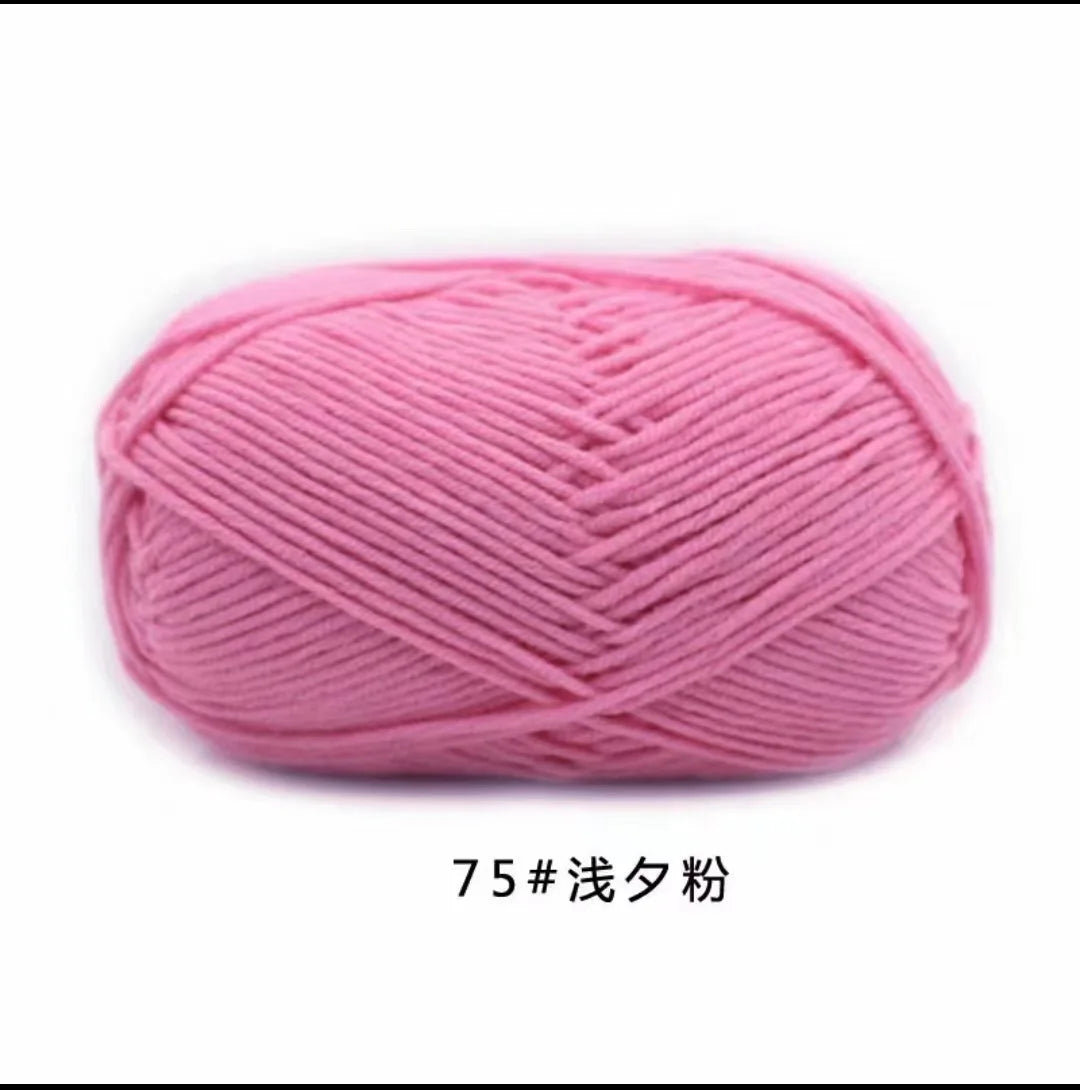 40–50g 4-Ply Milk Cotton Yarn (80%) – Dyed Knitting & Crochet Yarn for Sweaters, Hats, Dolls & Crafts