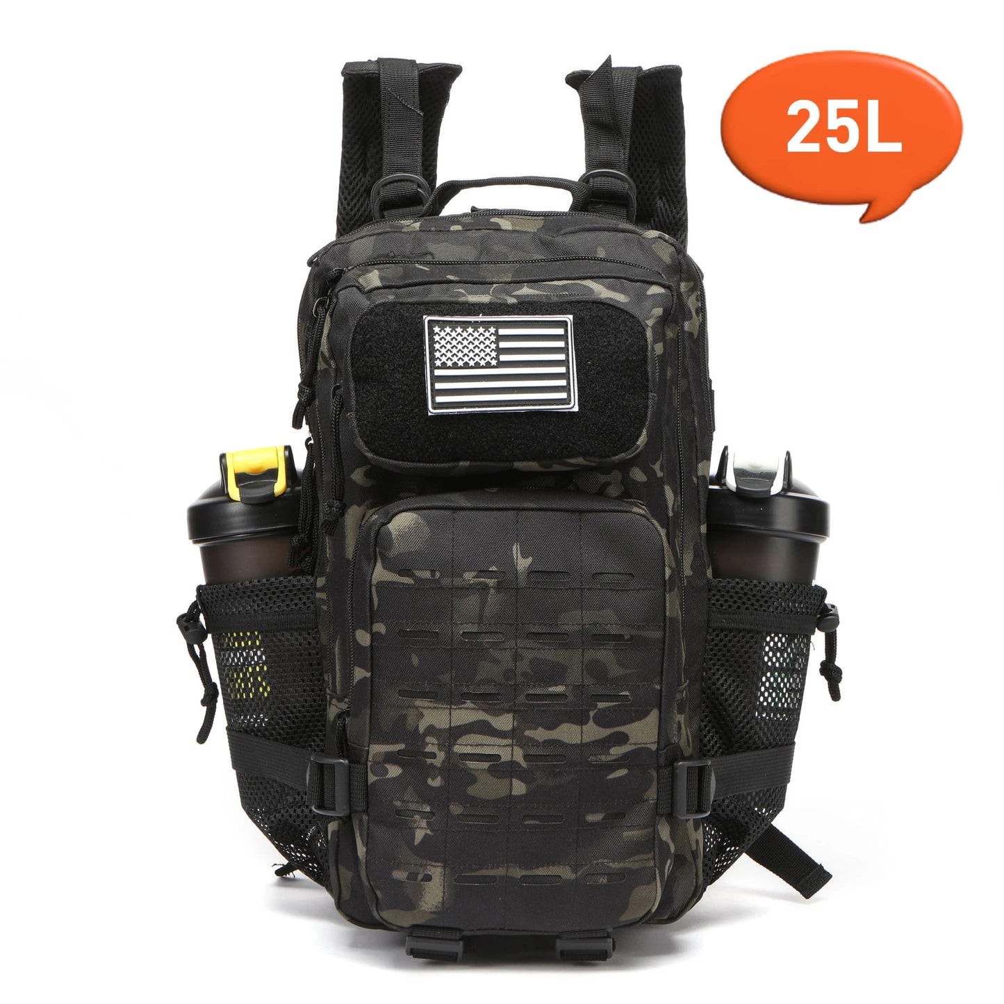 25L/50L Tactical Backpack | MOLLE Outdoor Hiking & Hunting Rucksack for Men with 2 Bottle Holders