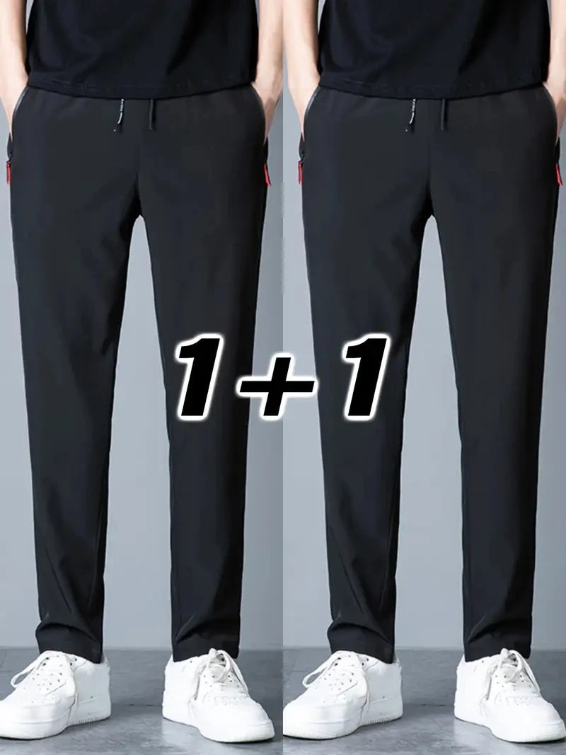 Men’s Casual Jogger Pants 2-Pack – Stretch Elastic Waist Trousers, Plus Size