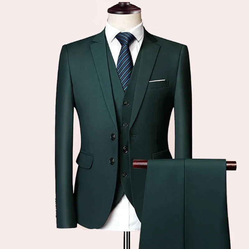 2025 Men's Business Casual Suit – Solid Color Formal Wedding & Prom Tuxedo Set