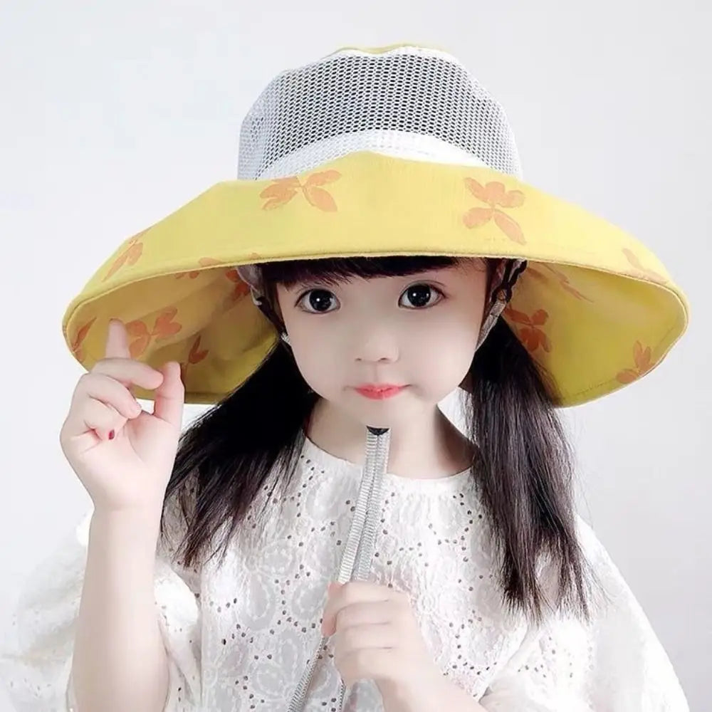 قبعة شمس صيفية للأطفال مضادة للأشعة فوق البنفسجية - قبعة دلو للأطفال مع غطاء للرقبة والأذن، قبعة شاطئ خارجية مع صافرة للأولاد والبنات