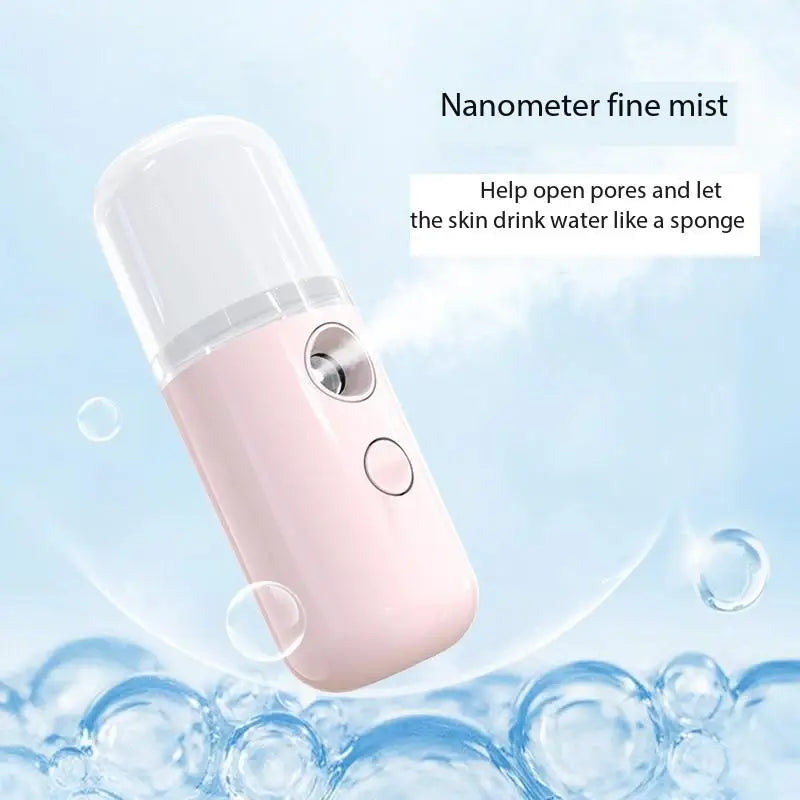 White Nano Spray Hydration Meter – Portable Facial Steamer & Humidifier for Home Skin Care