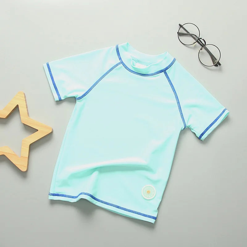 Kids UV Rashguard Swim T-Shirt Boys Girls Short Sleeve Bathing Suit 3-11 Years