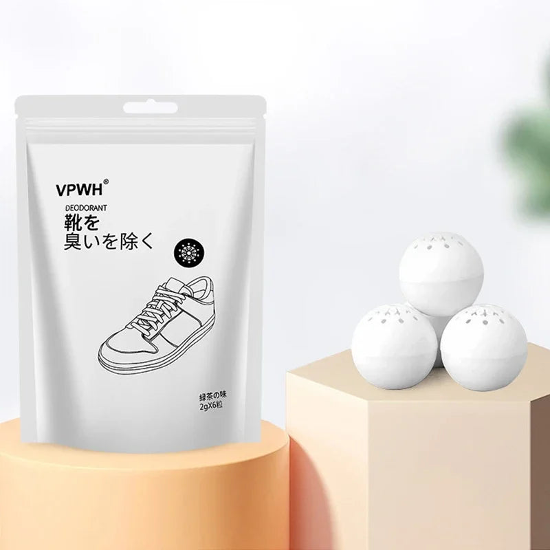 6 كرات مزيلة لرائحة الأحذية - معطر برائحة الفواكه للأحذية والخزائن ومنتجات العناية بالقدمين مع تأثير مزيل للروائح ومعقم