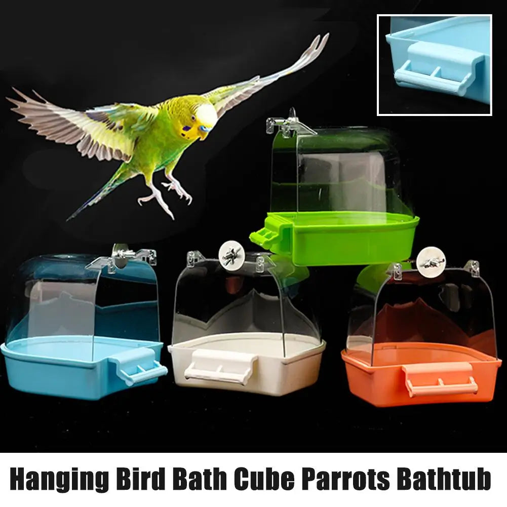 Clear Hanging Bird Bath – Cage Bathtub for Parakeets, Canaries, Budgerigars & Cockatiels