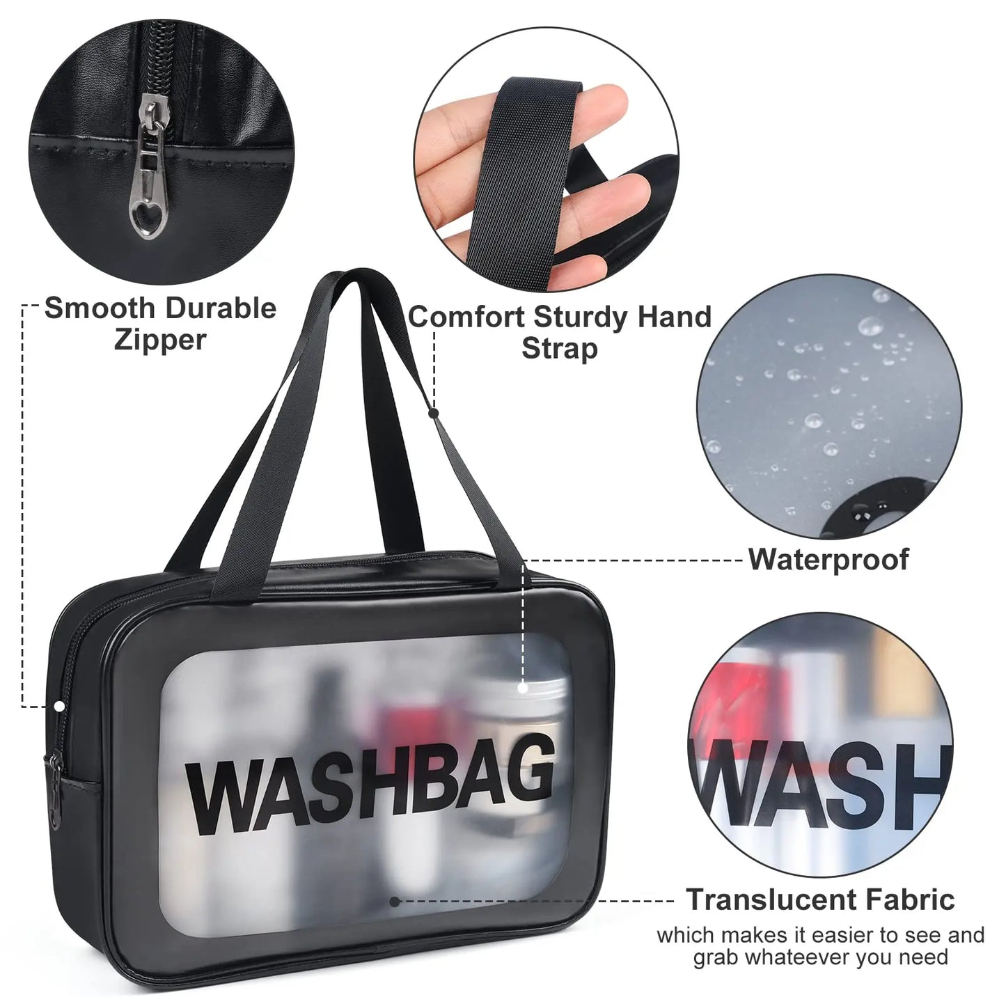 Portable Toiletry Bags with Handle | Translucent Waterproof Travel Makeup Bag for Women | Large Capacity Cosmetic Bag