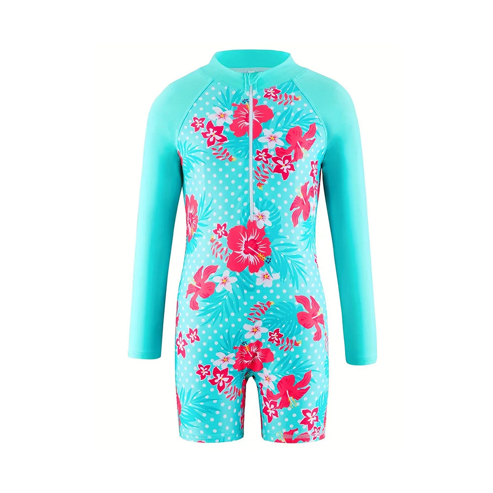 Kids Short Sleeve Wetsuit Boys Girls Zippered Shorty Swimsuit Bodysuit