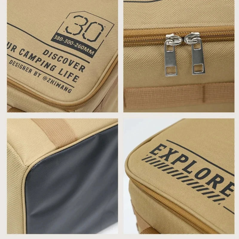 حقيبة تخزين تكتيكية للتخييم بسعة 30-42 لترًا - صندوق قابل للطي معزول ومقاوم للماء للنزهات وأدوات المائدة ومعدات الهواء الطلق