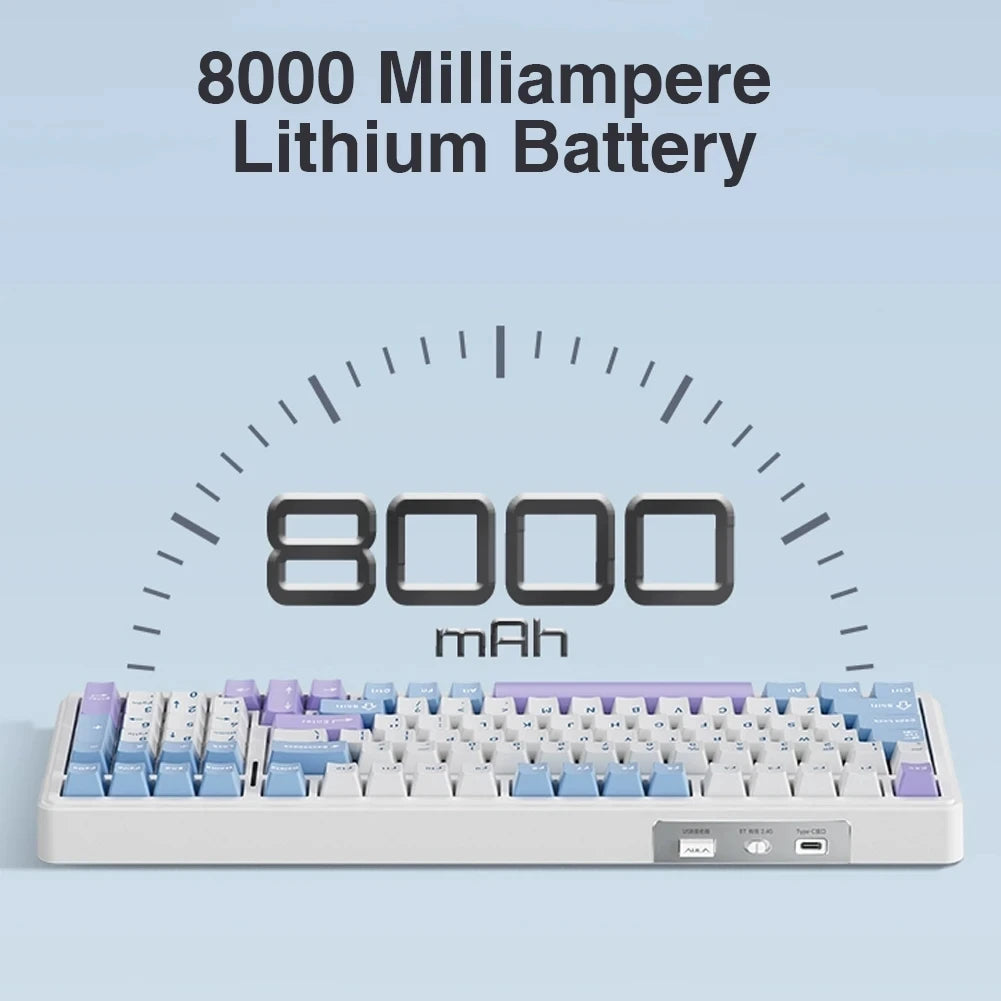 لوحة مفاتيح ميكانيكية للألعاب AULA F99 - 99 مفتاحًا قابلة للتبديل السريع، وضع ثلاثي 2.4 جيجاهرتز لاسلكي، بلوتوث وسلكي، أغطية مفاتيح PBT، حامل جوان، إضاءة خلفية RGB