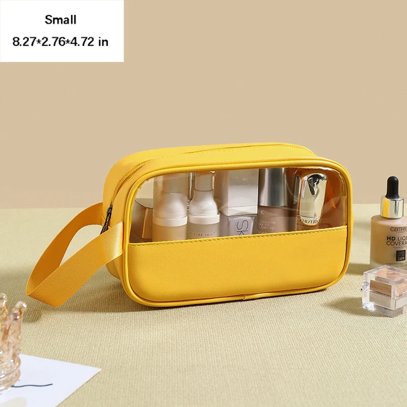 Portable Toiletry Bags with Handle | Translucent Waterproof Travel Makeup Bag for Women | Large Capacity Cosmetic Bag