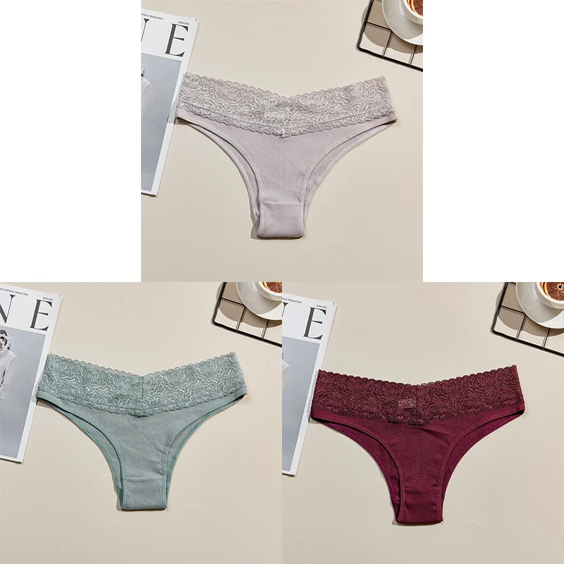3PCS Women's Breathable Cotton Seamless Panties Comfortable Sexy Soft Stretchy Underwear