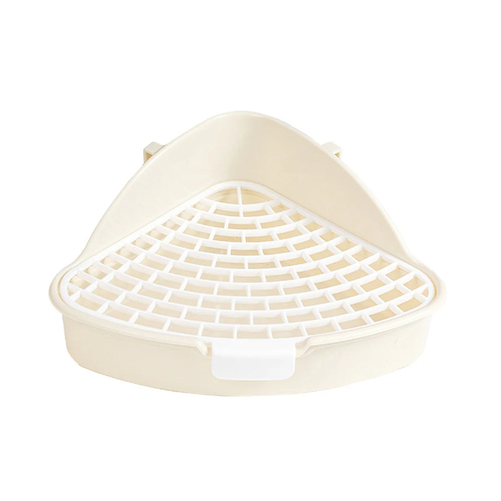 Triangle Corner Litter Box – Space-Saving Potty Tray for Rabbits & Small Pets