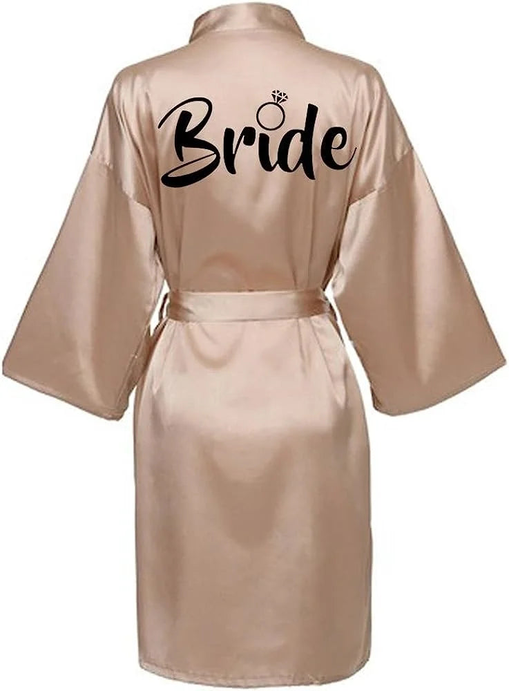 Women's Satin Silk Robe | Wedding Bathrobe Bride & Bridesmaid Sleepwear Gown M030